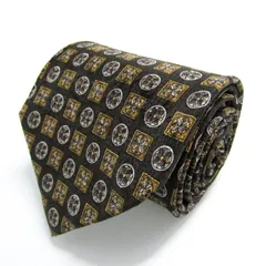 ヴァレンチノ ブランド ネクタイ 総柄 ドット 小紋柄 花柄 シルク イタリア製 PO メンズ カーキ Valentino 【中古】