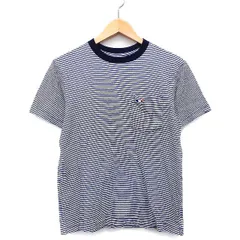 ノーリーズ Nolley's Tシャツ カットソー ボーダー 柄 ワッペン 切替リブ 半袖 丸首 コットン 綿 S ネイビー 紺 /HT21のサムネイル