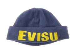 エヴィス EVISU フリースキャップ ワッチキャップ ロゴ 帽子 ブルーのサムネイル