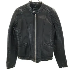 ROCK'N BLUE ロックンブルー 本革レザー シングルライダースジャケット 40 ブラック レディース 古着