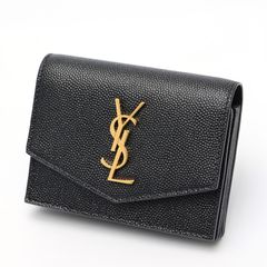 サンローラン / SAINT LAURENT　アコーディオン カードホルダー / カードケース　607685　グレイン ド プードル エンボスレザー　ブラック 【中古】 商品番号 S-158135