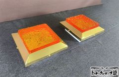 新品 ダウンライト 角型 大 幅175mm シャンデリア ２個セット 石目ガラス風アクリルレンズ 金メッキ 口金BA15S仕様 男の城 トラック部品パーツ 車内照明 レトロ デコトラ 金華山C0719S