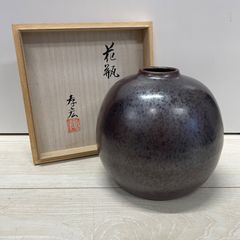 台湾 美術 陶芸 名工 郭明本 七彩 結晶釉 球瓶 花瓶 - メルカリ