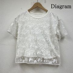 Diagram ダイアグラム カットソー 半袖 ロゴ チュール カットトップ カットソー 半袖 刺繍 総柄 クルーネック Tシャツ