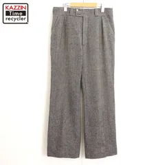 70s vintage タック ウール フレア ヘリンボーン スラックスパンツ メンズ M~Lサイズ相当