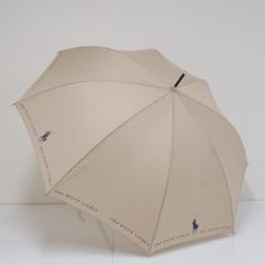傘 Polo Ralph Lauren ポロラルフローレン USED美品 ベージュ ブランド 木製手元 ロゴマーク 60cm S2960