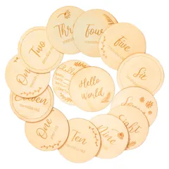 【数量限定】ニューボーンフォト小物 月齢カード 寝相アート 長持ち 写真道具 撮影アイテム ベビーマンスリーカード 記念日フォト 14枚 新生児 成長記録に 天然木製 赤ちゃん 月齢フォト 出産祝い 男の子 Oaec 女の子