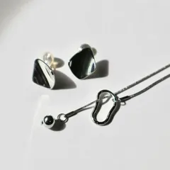 【２点セット】シルバーアクセサリーセット　穴を開けないピアス　イヤリング　ネックレス　チェーン