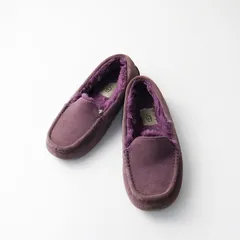 アグ UGG アンスレー Ansley モカシン ムートンシューズ 24cm/パープル ボア スエード スリッポン【2400014344936】