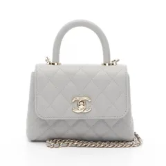シャネル CHANEL ショルダーバッグ ココハンドル ミニマトラッセ AP4244 グレー キャビアスキン(グレインドカーフ) ココハンドル マトラッセ 2wayショルダー レディース