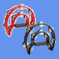 【在庫セール】Shantia タンバリン 楽器 tamburins カラオケ 盛り上げ パーカッション 半円型 2個セット（ブラック&レッド）
