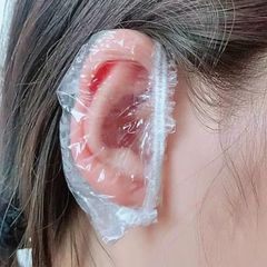使い捨て 耳キャップ 100枚入 耳カバー 入浴 洗髪 LeTradeJP 染色 パーマ 耳保護 ワンサイズ 男女兼用 (ホワイト)