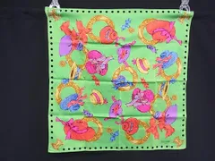 ■極美品■ CELINE セリーヌ マカダム ハンカチーフ ポケットチーフ スカーフ レディース グリーン系 DI9848