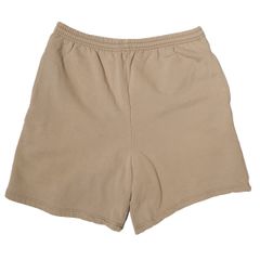 90's USA製 ラッセル ソリッドカラー ポケット付 スウェット ショーツ (M) カーキ系 無地 スエット 90年代 アメリカ製 旧タグ オールド アメリカ古着 USED ビンテージ ヴィンテージ