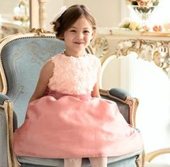 【ピーチピンク】バラモチーフのミニ丈キッズドレス TAK キッズ キャサリンコテージ