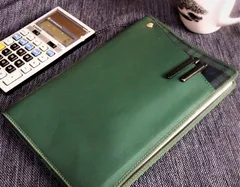 B5サイズ【Cover pocke付きノートカバー】合皮/チェック■グリーン/緑