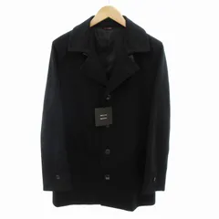 コムサメン COMME CA MEN WIND DEFENDER タグ付き ステンカラーコート 襟 チェック レザーベルト ウール ミドル丈 M 黒 ブラック /HO◇ 0225のサムネイル