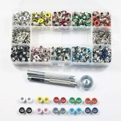 【在庫処分】ハンドメイド材料 手芸用品DIY 飾り用 飾り用 布革細工/服装/帽子/バッグ/カバン/靴/ベルト リベット 穴径5mm 真鍮 鳩目 DIY 穴あけポンチ 400枚セット ランダム 10色 カラフル 穴あけパンチ 金具大容量 カシメセット クラフト