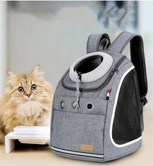 【お値下げ！】小型犬猫用キャリーバッグ リュック型 ダークグレー(SR006◆