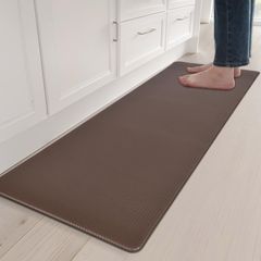 台所マット 低反発 拭ける クッション入り 8mm 洗濯いらず キッチンマット 踏み心地いい ずれない マット はっ水 GOFORIT 防汚 ブラウン 120cm