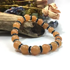 ピンクアベンチュリン パワーストーン ブレスレット 天然石 10mm （ブラック）メンズ・レディース　男性・女性　数珠ブレス　開運  [o]　