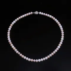 ●【最安値】あこや本真珠 パールネックレス シルバー金具 /am-A-209-5582-6.6/６mm玉/ホワイトピンク/天然/エレガント/高級/本物/綺麗/上品/真珠 多彩な色合いの真珠ネックレス、シルバーの留め具付き。