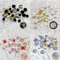 【数量限定】DIY ネイル用 立体 蝶 3D ビーズ バタフライ ラインストーン リボン ネイルアートパーツ パール ネイルデコパーツ 蝶型 花 おしゃれ 蝶々 ネイルパーツ (4ケース) DUOLEIMI