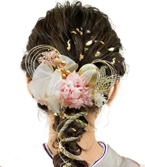 水引 成人式 ヘッドパーツ アジサイ ヘアアクセサリー 振袖 着物 赤 卒業式 七五三 組紐 浴衣 袴 髪飾り 結婚式 かすみ草 髪飾り カスミソウ 和装 ドライフラワー 手作り リボン 6色展開 網 和玉 [JZOON] H5206