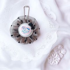 ハンドメイド　両面マタニティマーク　チュールロゼット　ブラックxグレージュ　完成品