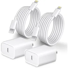 Vulendu iPhone 充電器 20W PD 急速充電 [2個セット・MFi認証・PSE認証済] USB C - Lightning ケーブル 2m付き2本 Type C スマホ充電器 電源アダプター タイプC アイフォン 純正品質 iPhone/i 1
