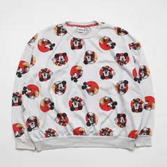 00's 00年代 ミッキーマウス ディズニー Disney スウェットトレーナー 染み込み プリント  総柄 古着【UR-0256】