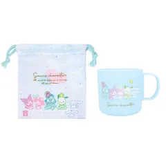 ☆ サンリオ/大集合 ☆ キャラクター プラコップ＆巾着セット プラコップ 巾着セット コップ袋 プラスチック コップ 子供 園児 子ども キッズ キャラクター グッズ しんちゃん すみっコぐらし ドラえもん かわいい 幼稚園 保育園 入園グッズ 入園セット