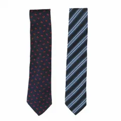 GUCCI BVLGARI グッチ ブルガリ 総柄 ストライプ柄 シルク ネクタイ レギュラータイ 2本 ネイビー メンズ /TNT