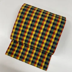 名古屋帯 可愛い格子 紬の八寸 正絹 AO-1724 名古屋帯 可愛い格子 紬の八寸 正絹 AO-1724