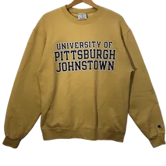 Champion チャンピオン TECH FILL カレッジプリント ピッツバーグ大学 PITTSBURGH スウェット トレーナー フロントプリント 袖刺繍 Honduras製 Mサイズ イエロー