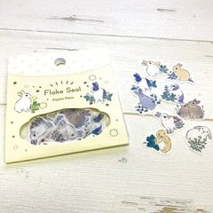 もりやましなこ　フレークシール　うさぎと野の花