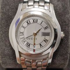 GUCCI グッチ 5500L 腕時計 稼働品 デイト ローマンインデックス 白文字盤 シェリーライン 箱説付き