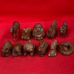 1573 源右衛門 染付七福神 置物 青 共箱 縁起物 オブジェ 飾り物
