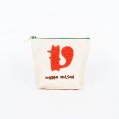 【新品】刺繍ポーチ/マチ付き/キツネリスのシリル/ドナ・ウィルソン/化粧ポーチ/メイクポーチ/コスメポーチ/サニタリーポーチ/小物入れ/DONNA WILSON/まち付/きつね/りす/可愛い/カワイイ/かわいい/お洒落/オシャレ/おしゃれ