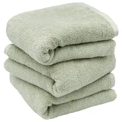 hiorie(ヒオリエ) ミニバスタオル 日本製 ホテルスタイルタオル 3枚セット オリーブ 50×100cm 無地 瞬間吸水 小さめ タオル セット 耐久性 綿100% 【選べる18色】 泉州タオル 0