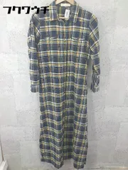 ◇ URBAN RESEARCH アーバンリサーチ チェック 長袖 ロング シャツ ワンピース サイズF ネイビー マルチ レディース 【中古】 【1101040107816】