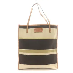 ケイトスペード KATE SPADE トートバッグ キャンバス レザー ボーダー アイボリー ダークブラウン ベージュ 12324 /NW10 ■GY09