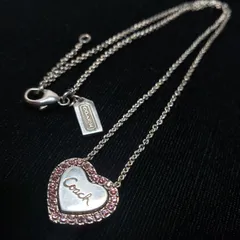 コーチ COACH コンバーチブル ハート型トップ ネックレス シルバー SV925 ピンクラインストーン ヘッド ハートモチーフ【プラスV8】