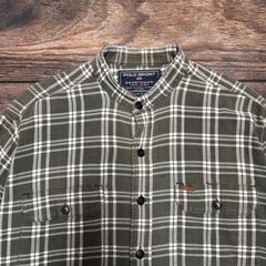 90s  POLO SPORT  RALPH LAUREN  ネルシャツ　ポロスポーツ　ラルフローレン　長袖シャツ　チェック柄　バンドカラー　Lサイズ