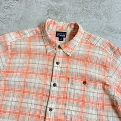 2020年製 patagonia A/Cshirt Short sleeve shirt 【white × orange】 パタゴニア A/Cシャツ 半袖シャツ チェック 【 ホワイト × オレンジ】