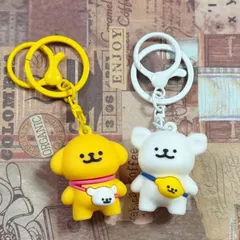 ももまる　2点　白+茶　マルチーズぬいぐるみ キーホルダー ももまる 2点 白+茶 マルチーズぬいぐるみ キーホルダー
