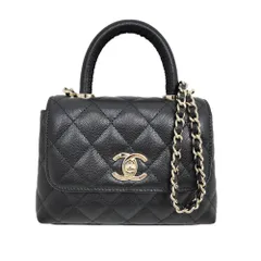 【名東】【CHANEL】シャネル ココハンドル エクストラミニ キャビアスキン ハンドバッグ ブラック ショルダー AP4244 ゴールド金具【新品】【未使用】【中古】