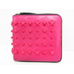 JIMMY CHOO ジミーチュウ スタースタッズ ラウンドファスナー財布 ピンク (小銭入れあり)♪AC21107