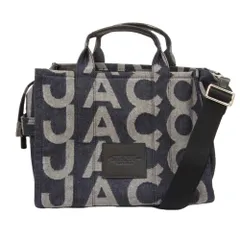 MARC JACOBS マークジェイコブス 2WAY デニム モノグラム トートバッグ ショルダーバッグ ネイビー系【美品】【中古】