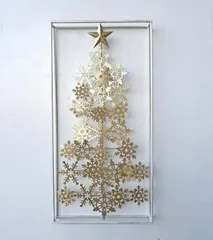 壁飾り ウォールデコ 壁掛け クリスマスツリー ツリー オブジェ 可愛い ゴールド 金色 おしゃれ 雪 結晶 ウォールアート アイアン インテリア雑貨 ディスプレイ カフェ雑貨 壁掛け クリスマス雑貨